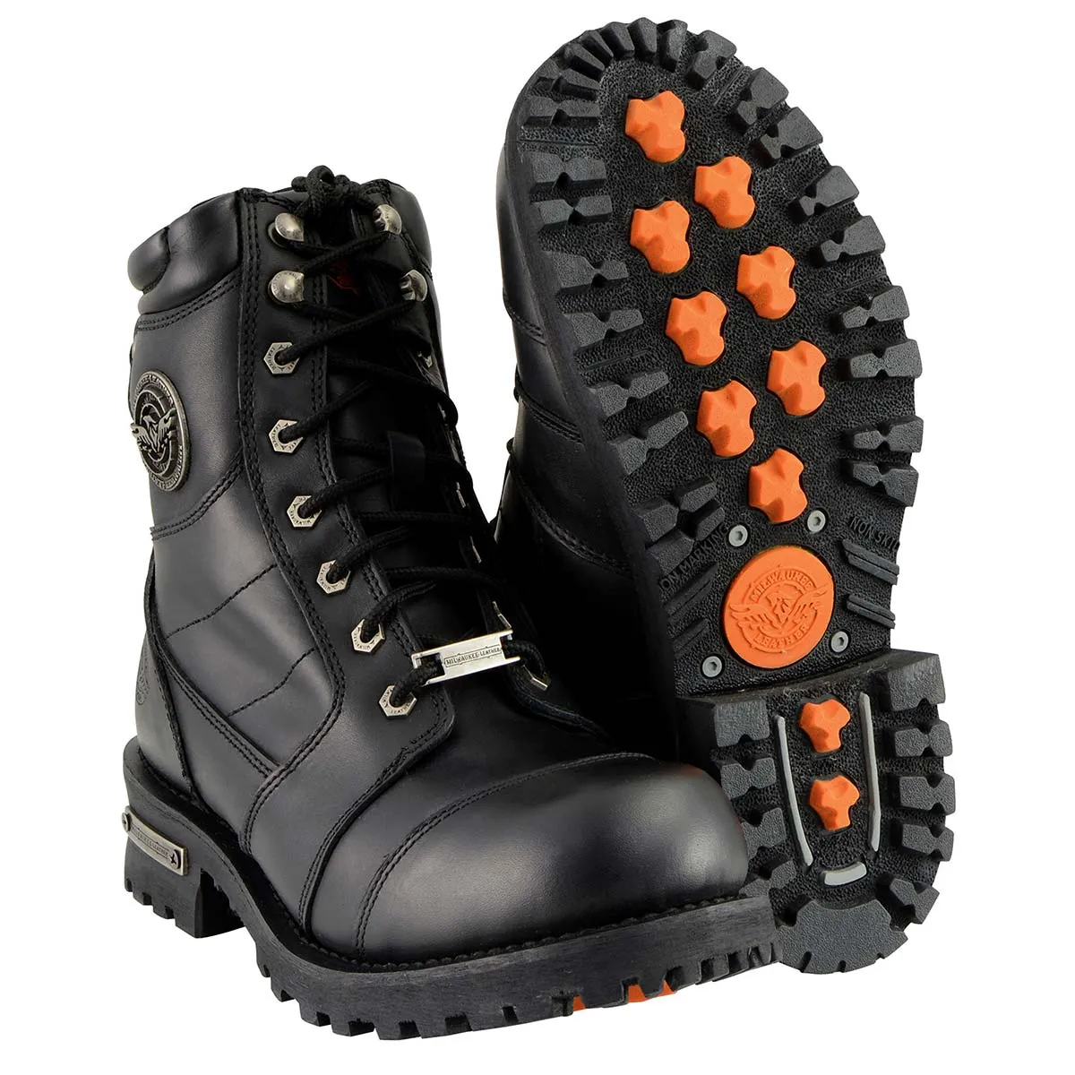 Milwaukee Leather Men's Classic Black Leather 8-inch Lace-Up Logger