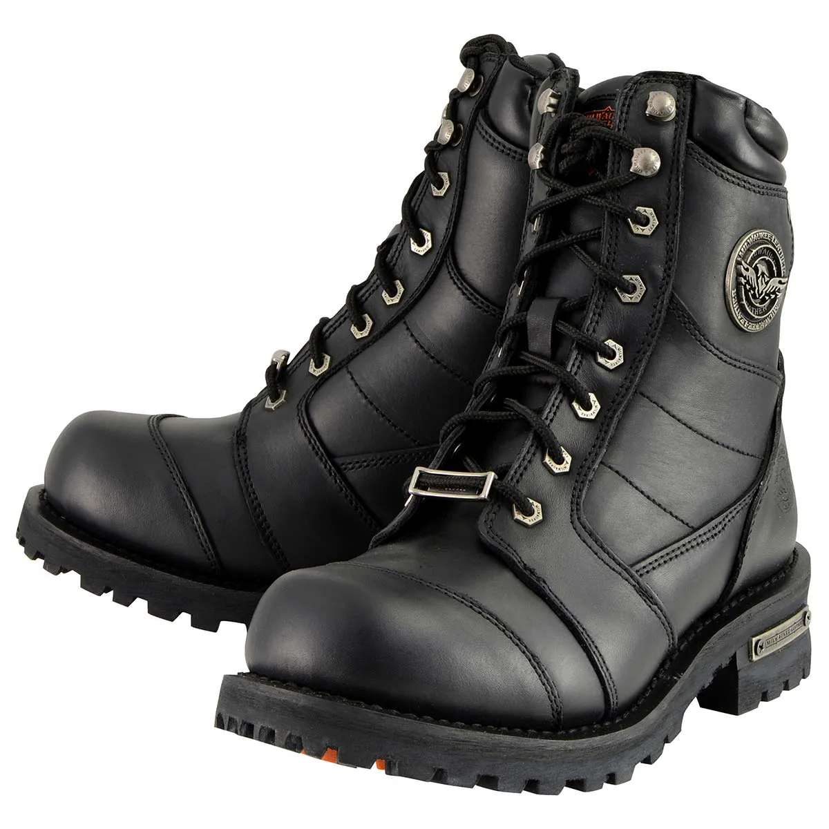 Milwaukee Leather Men's Classic Black Leather 8-inch Lace-Up Logger