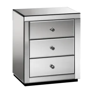 Mirrored Bedside table Drawers Furniture Mirror Glass Presia Smoky Grey