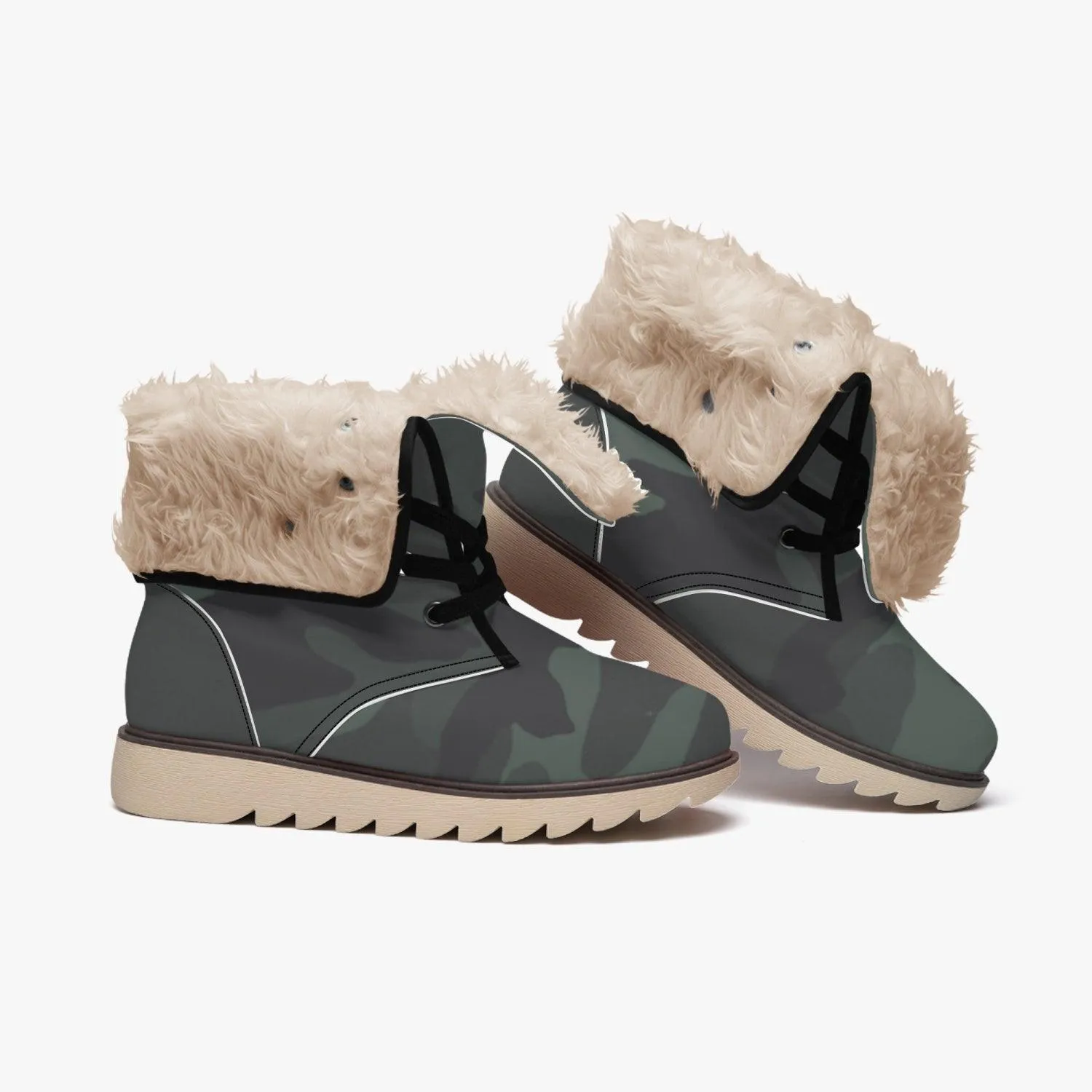 MISHA Cotton-pad Fur Lining Boots - Dark Army