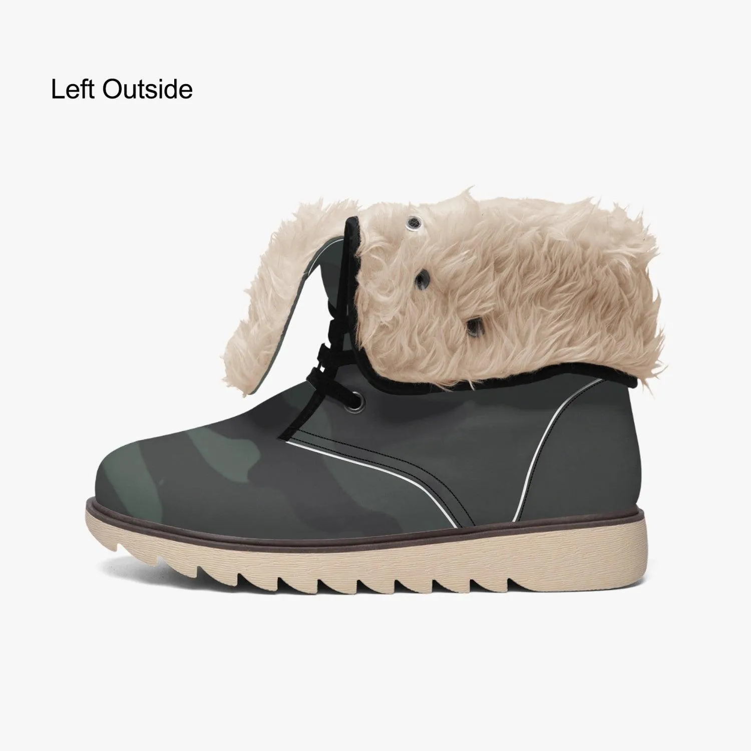 MISHA Cotton-pad Fur Lining Boots - Dark Army