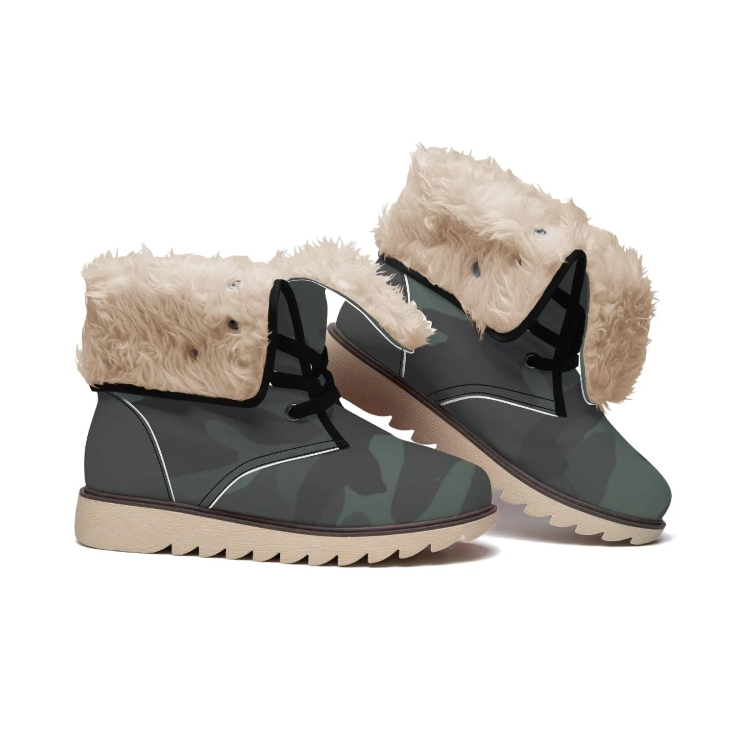 MISHA Cotton-pad Fur Lining Boots - Dark Army