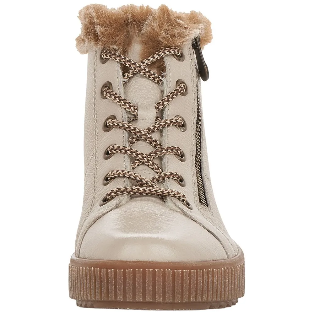 Monay Off White Water Resistant Lace-Up Ankle Boots