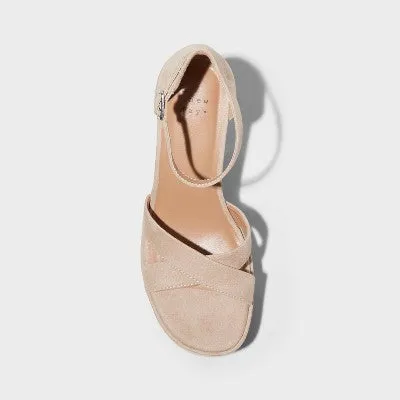 New - Women's Becky Platform Heels - A New Day Tan 7