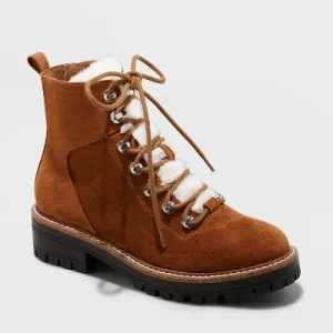 New - Women's Leighton Winter Boots - A New Day Cognac 6.5