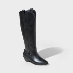 New - Women's Sommer Wide Calf Western Boots - Universal Thread Black 12WC