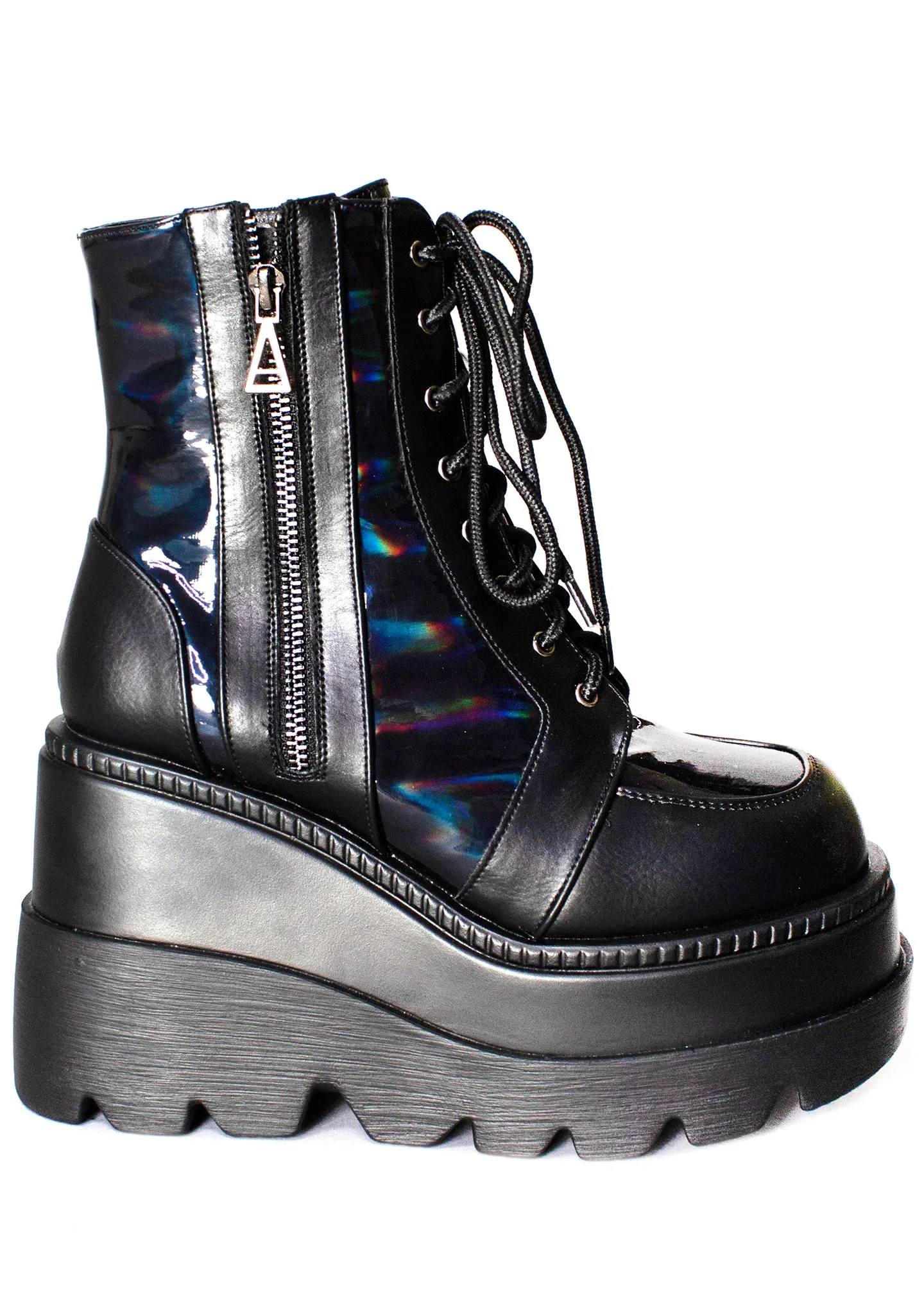 Nightshade Hologram Black Platform Boots