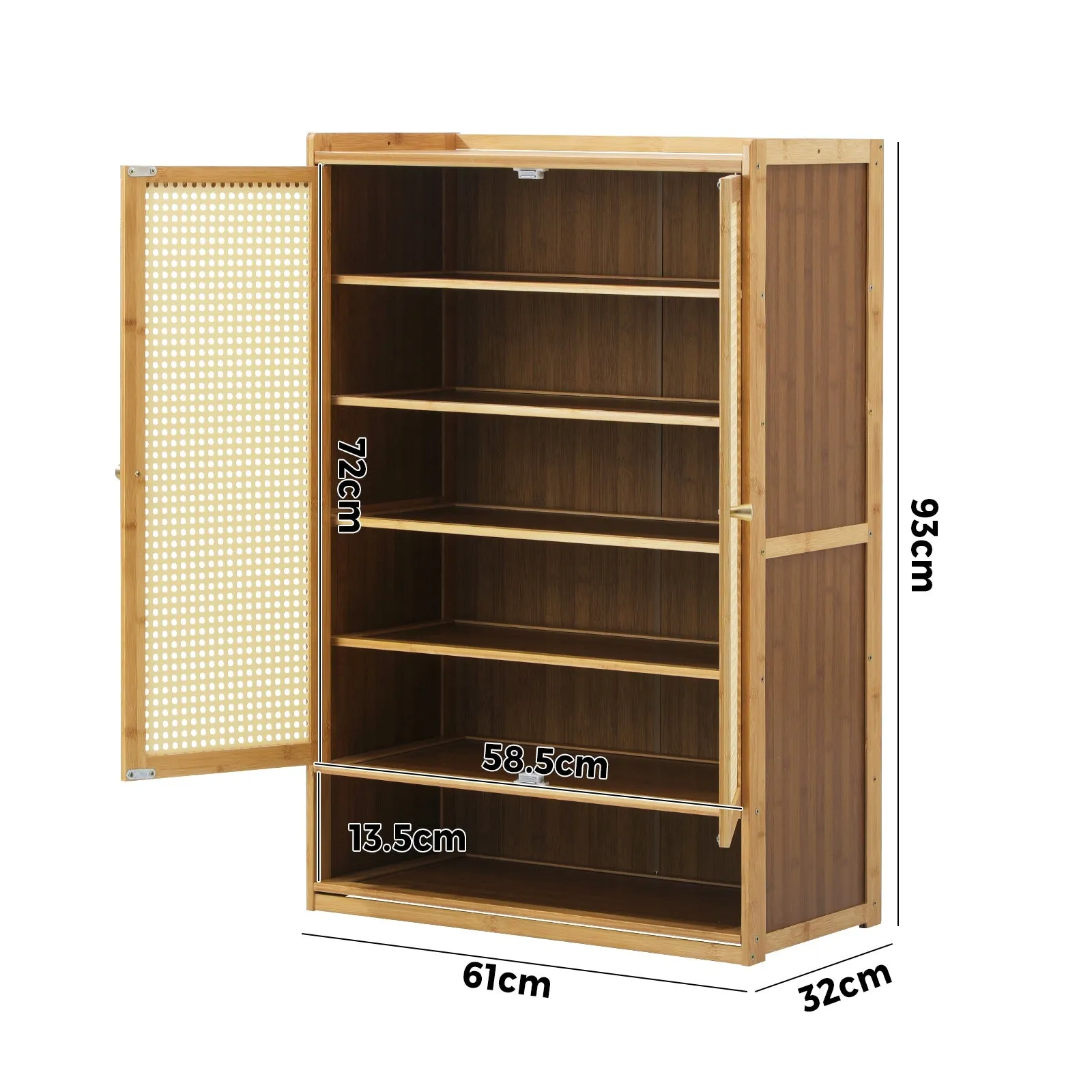 Oikiture Shoe Storage Cabinet Shoes Rack Organiser Shelf 2 Doors Rattan Brown