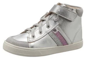 Old Soles Girl's  Glambo High Top Leather Sneakers,Silver/Glam Argent/Glam Pink/Silver