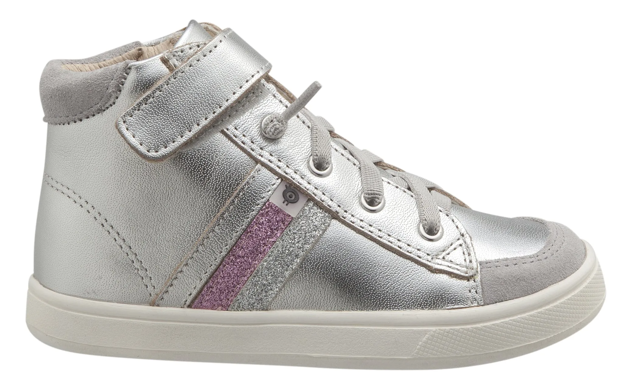 Old Soles Girl's  Glambo High Top Leather Sneakers,Silver/Glam Argent/Glam Pink/Silver