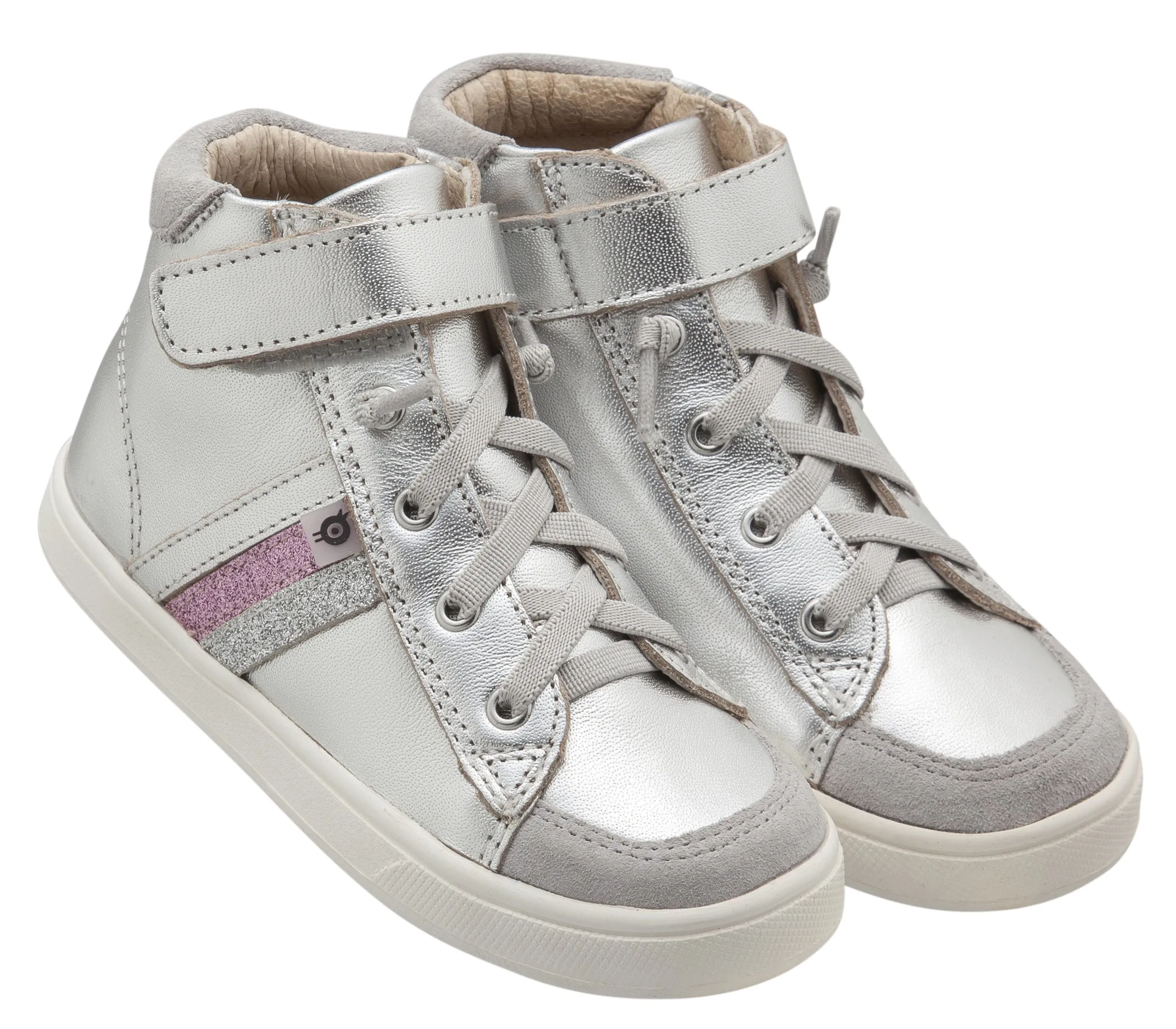 Old Soles Girl's  Glambo High Top Leather Sneakers,Silver/Glam Argent/Glam Pink/Silver