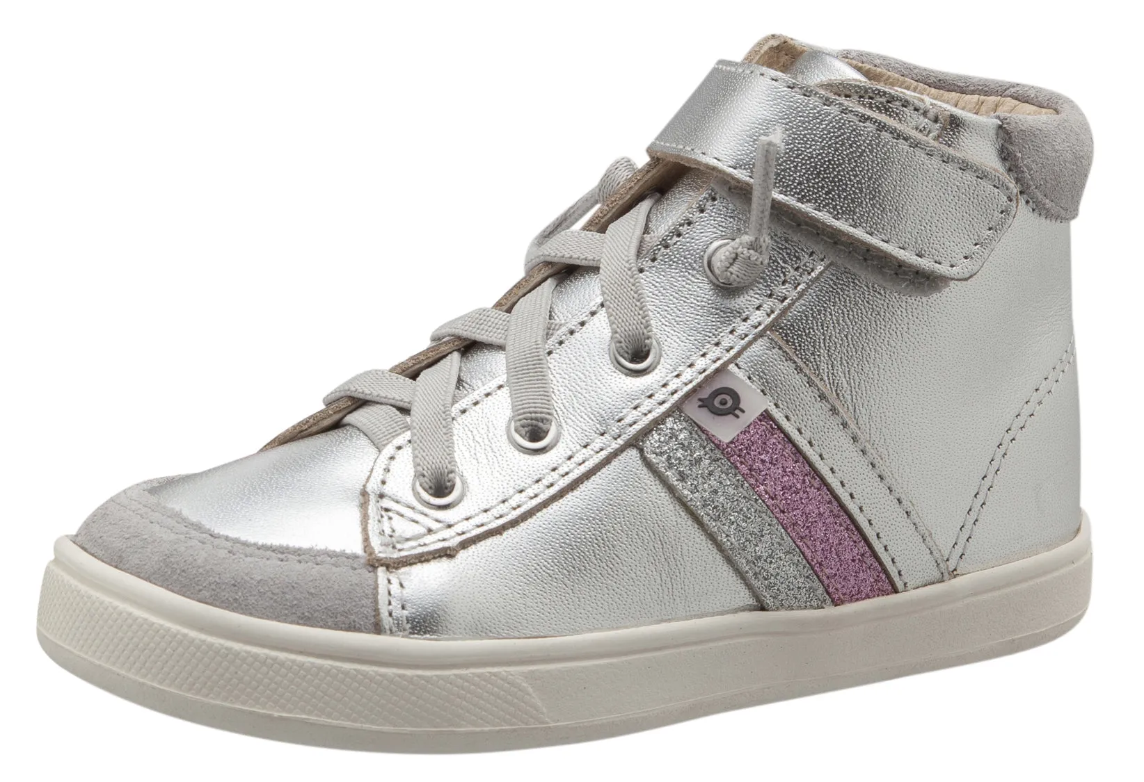 Old Soles Girl's  Glambo High Top Leather Sneakers,Silver/Glam Argent/Glam Pink/Silver