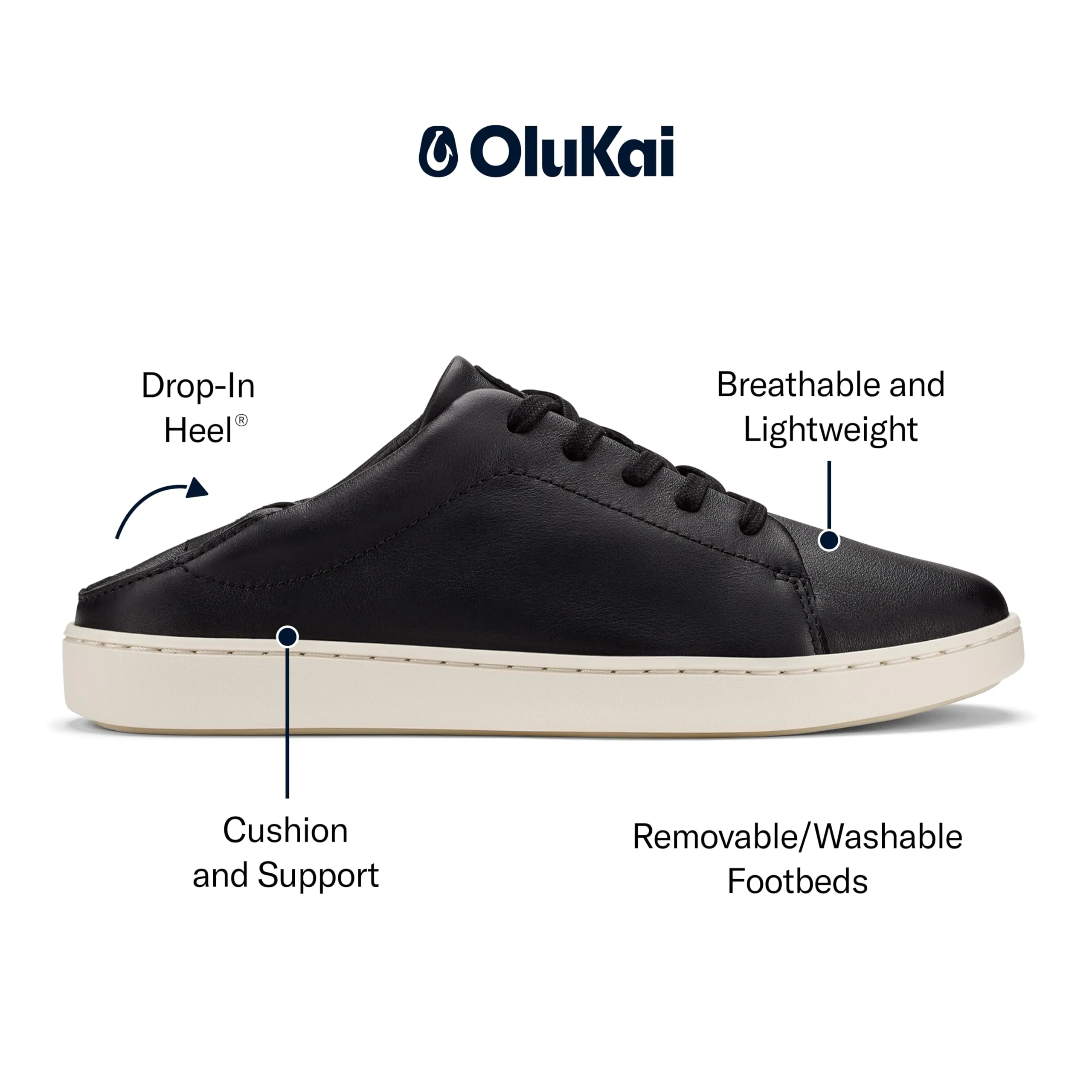 OluKai Women's Pehuea L? ‘ILI Sneaker, Black/Black