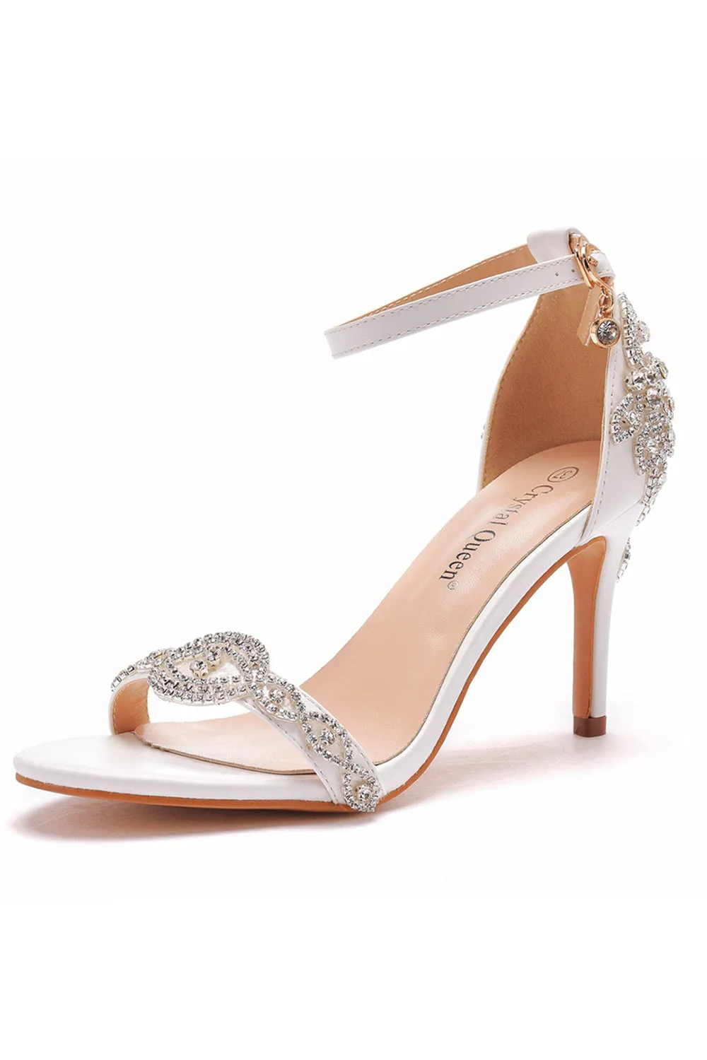 Pink Rhinestone Ankle Straps Prom Sandals