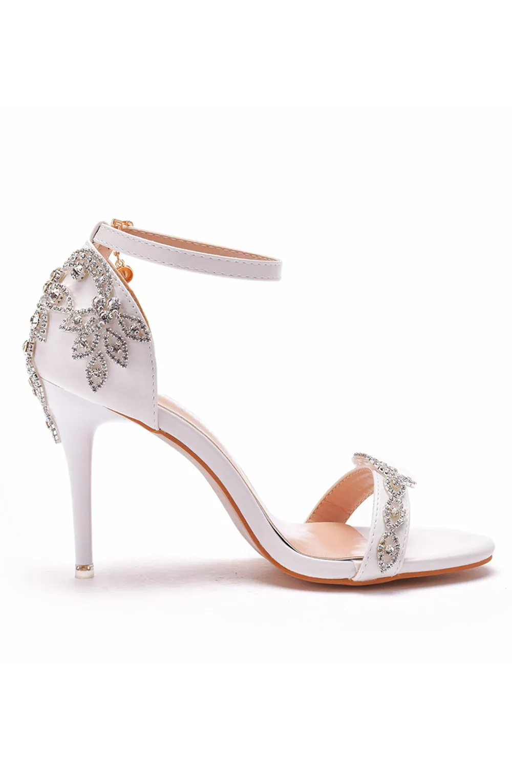 Pink Rhinestone Ankle Straps Prom Sandals