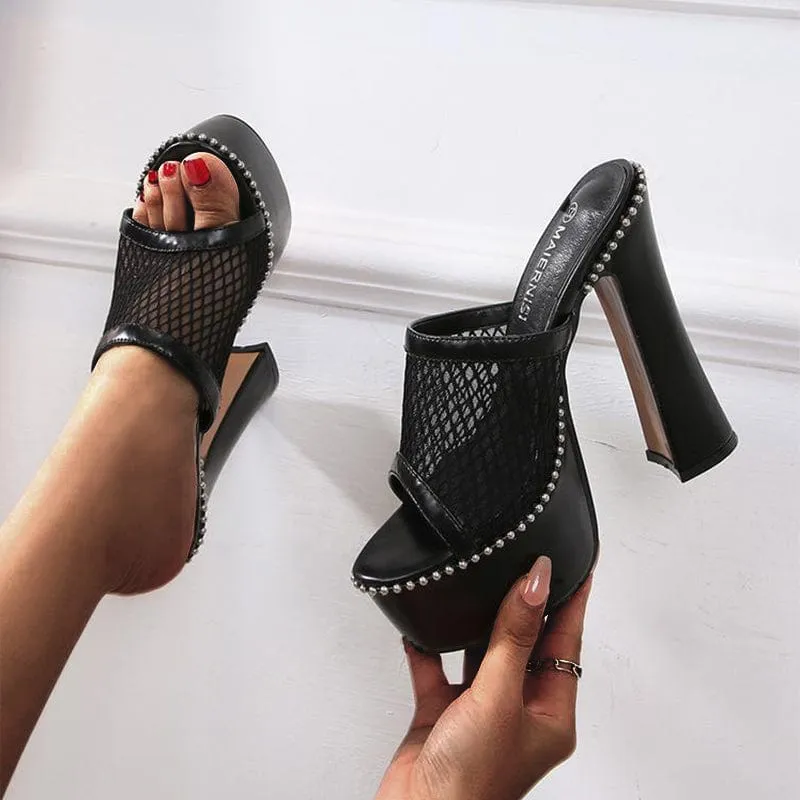 Platform Chunky Heeled Mule Sandals