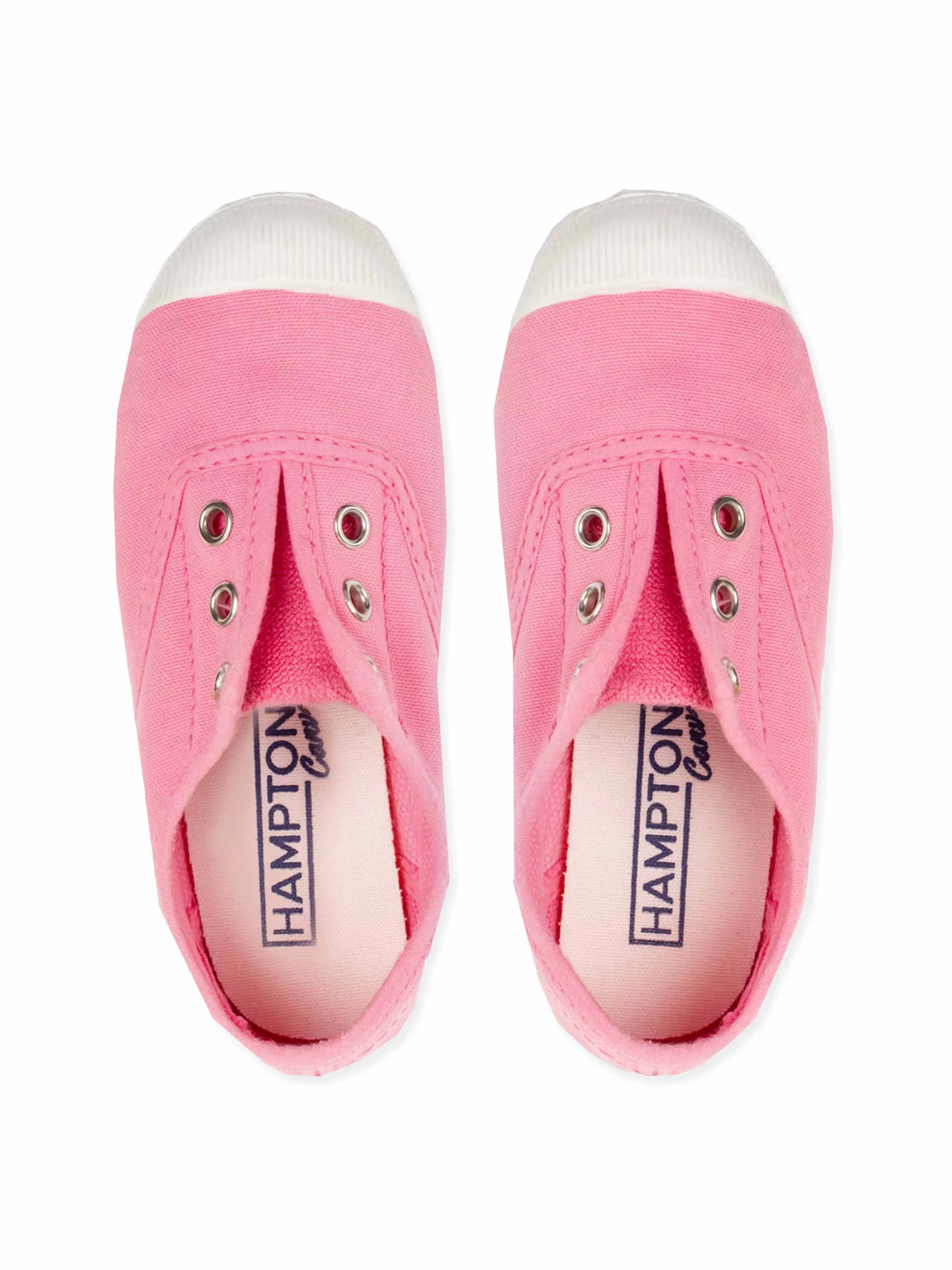 Plum plimsolls in Bonbon pink