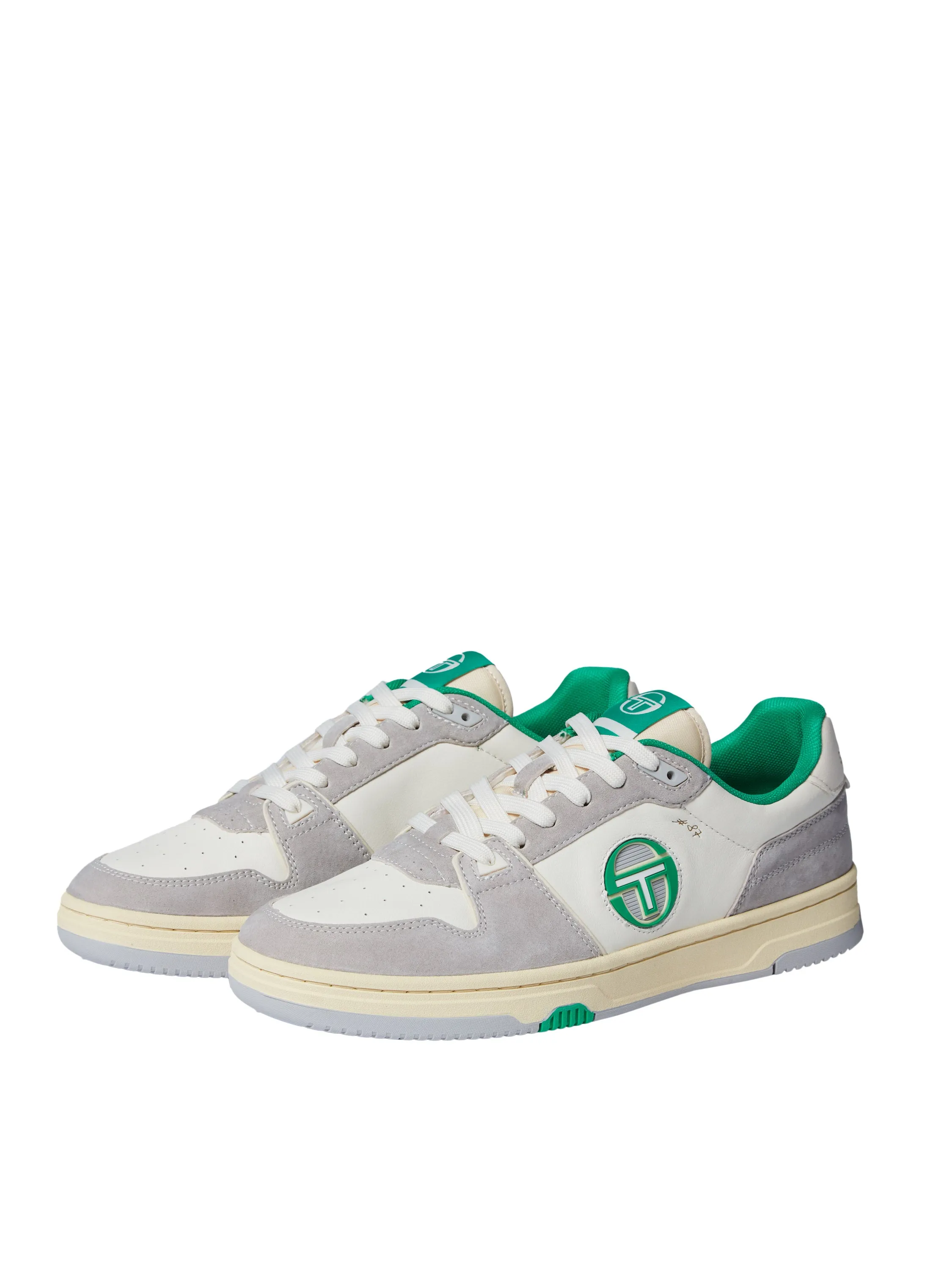 Prime Shot DA Sneaker- Antique White/ Almond Oil/ Bright Green