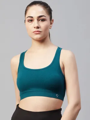 Ribbed Sports Bra For Women - Blue Coral