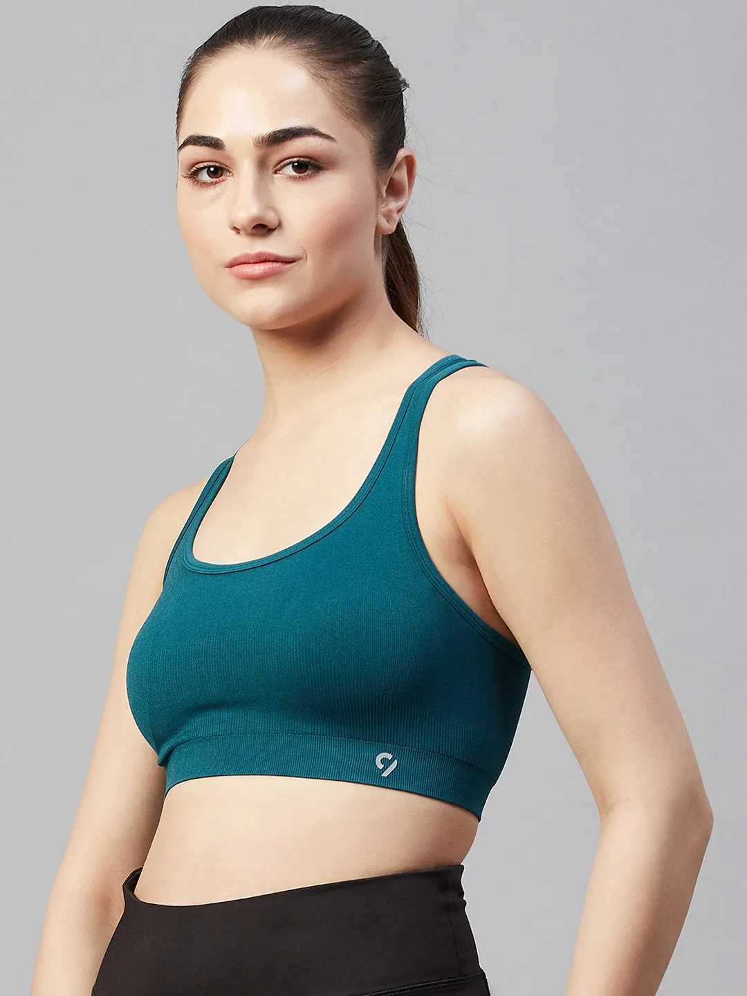 Ribbed Sports Bra For Women - Blue Coral