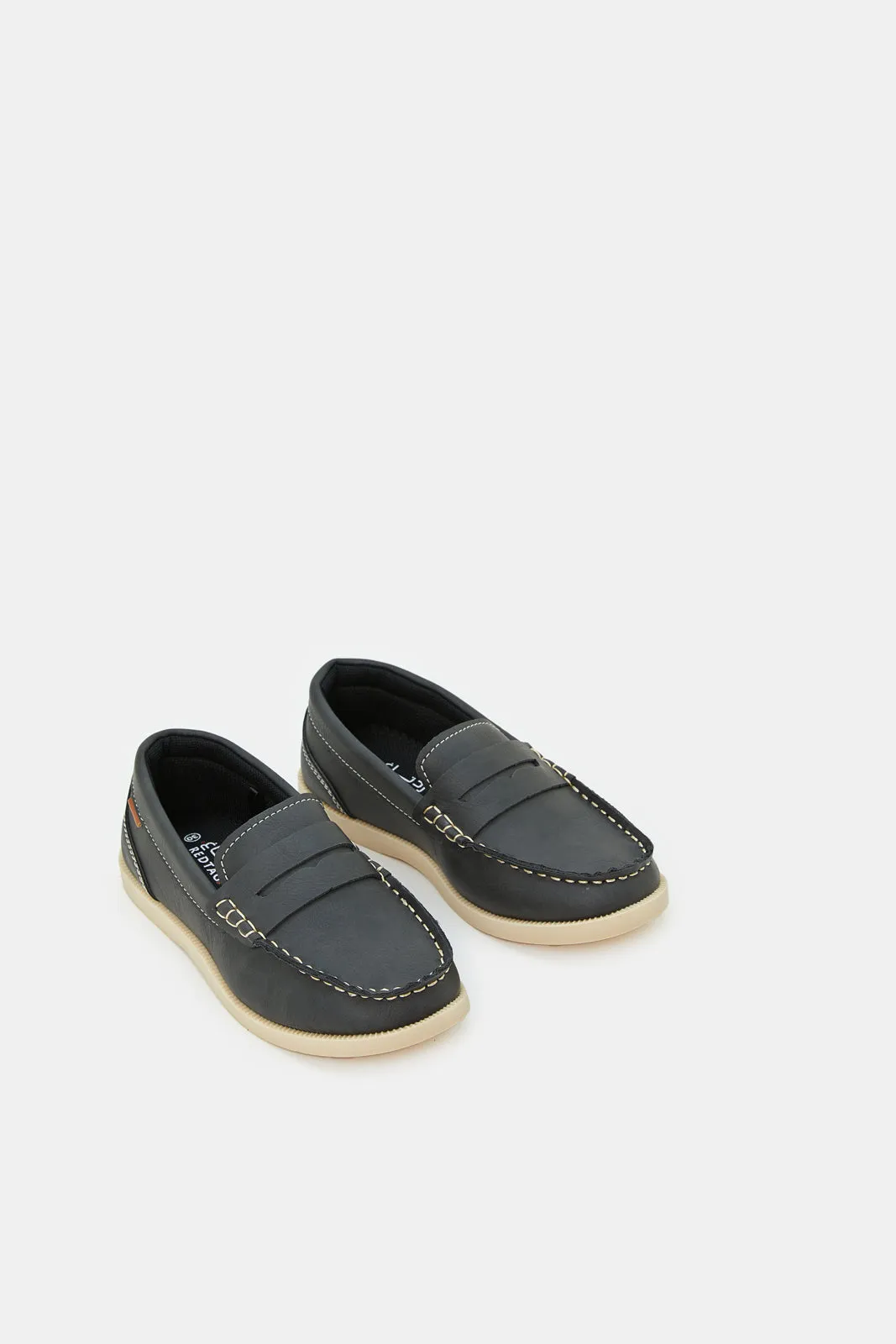 Senior Boys Grey Plain Loafers