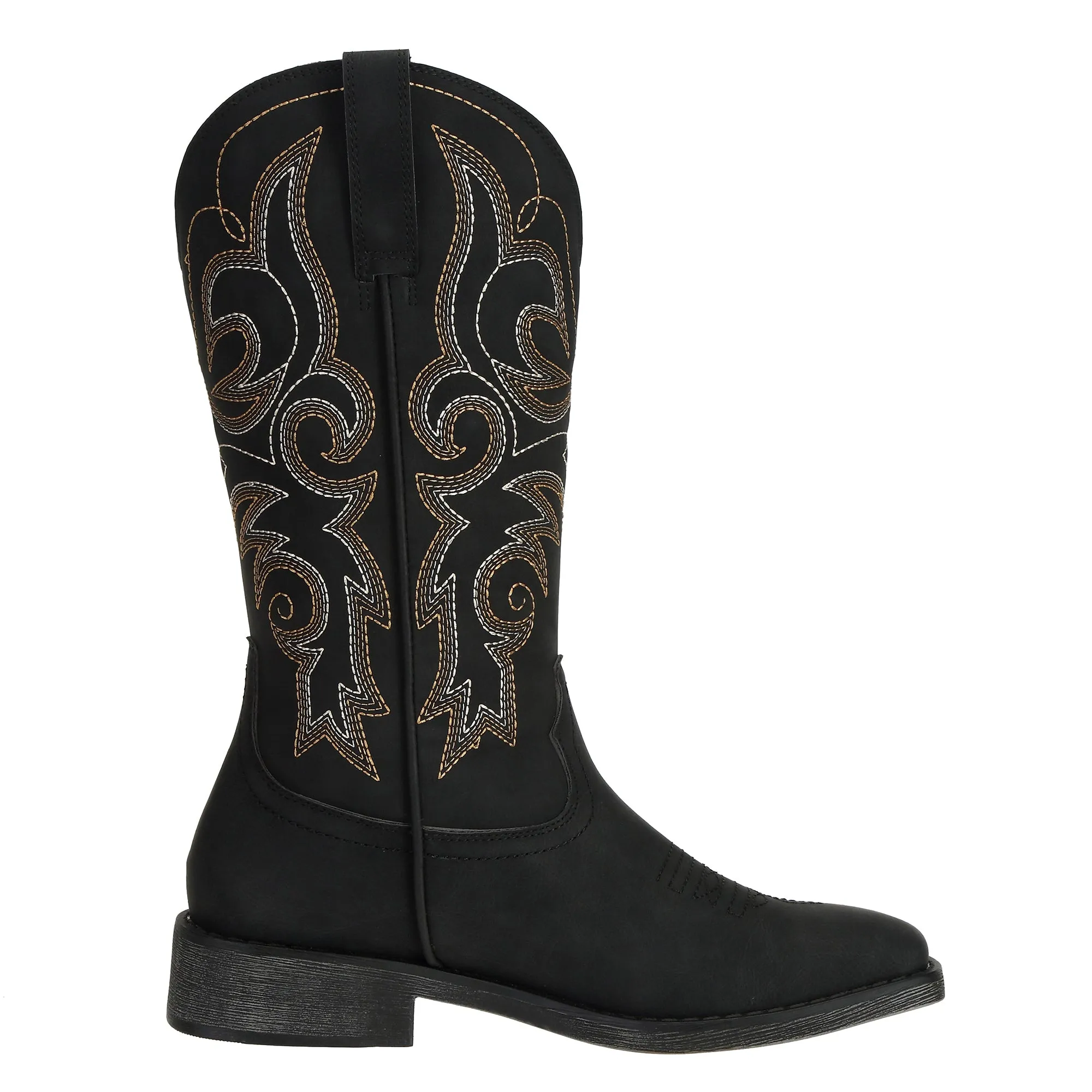 SheSole Women's Square Toe Cowboy Boots Black