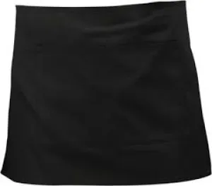 Short Bar Apron Black With Split Pocket