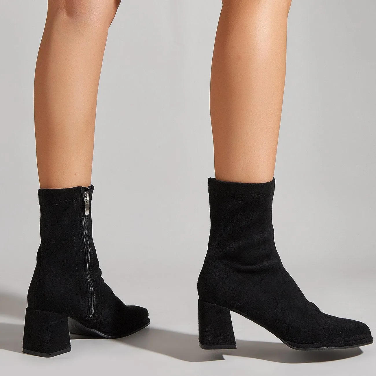 Side Zipper Square Heel Boots