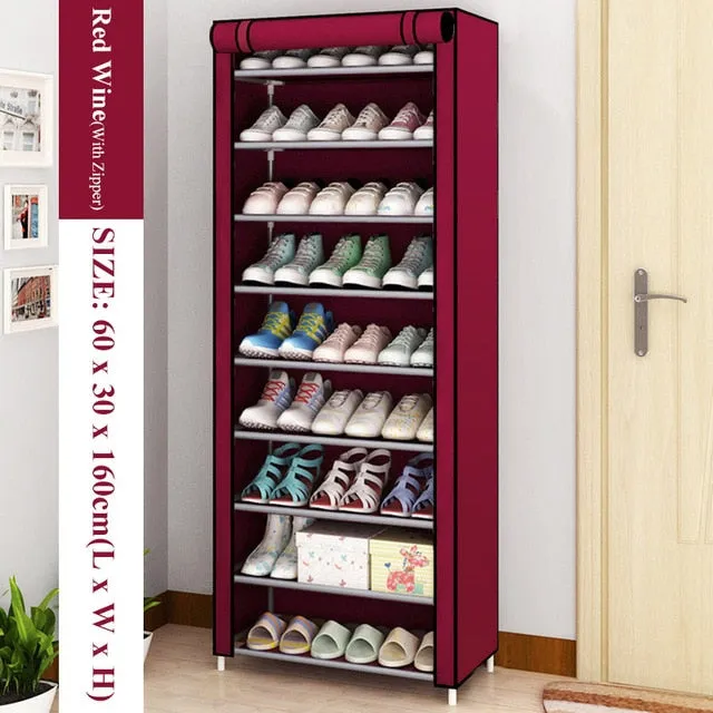 Simple Dustproof Shoe Cabinet Nonwoven Home Dorm Assembled Shoe Storage Organizer Enteryway Zipper Closure Shoe Rack Shoe Shelf