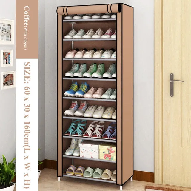 Simple Dustproof Shoe Cabinet Nonwoven Home Dorm Assembled Shoe Storage Organizer Enteryway Zipper Closure Shoe Rack Shoe Shelf