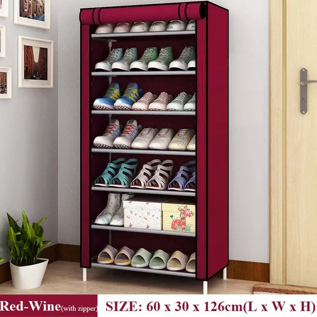 Simple Dustproof Shoe Cabinet Nonwoven Home Dorm Assembled Shoe Storage Organizer Enteryway Zipper Closure Shoe Rack Shoe Shelf