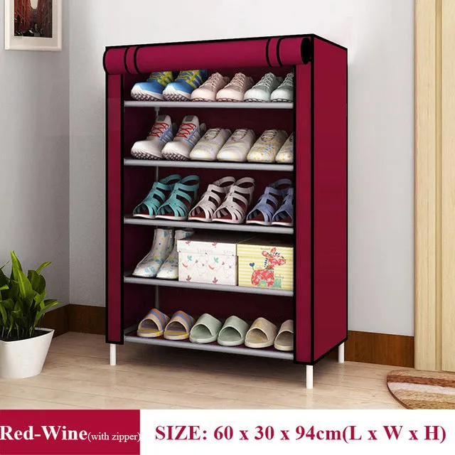 Simple Dustproof Shoe Cabinet Nonwoven Home Dorm Assembled Shoe Storage Organizer Enteryway Zipper Closure Shoe Rack Shoe Shelf