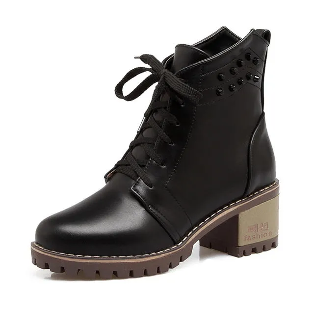 Square Heels Ankle Female Martin Boot