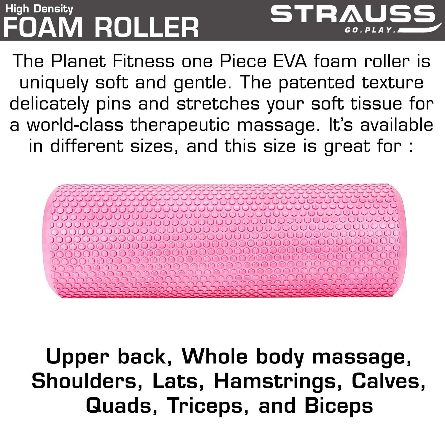 Strauss Foam Roller (Pink), 30 cm and Yoga Block (Pink)