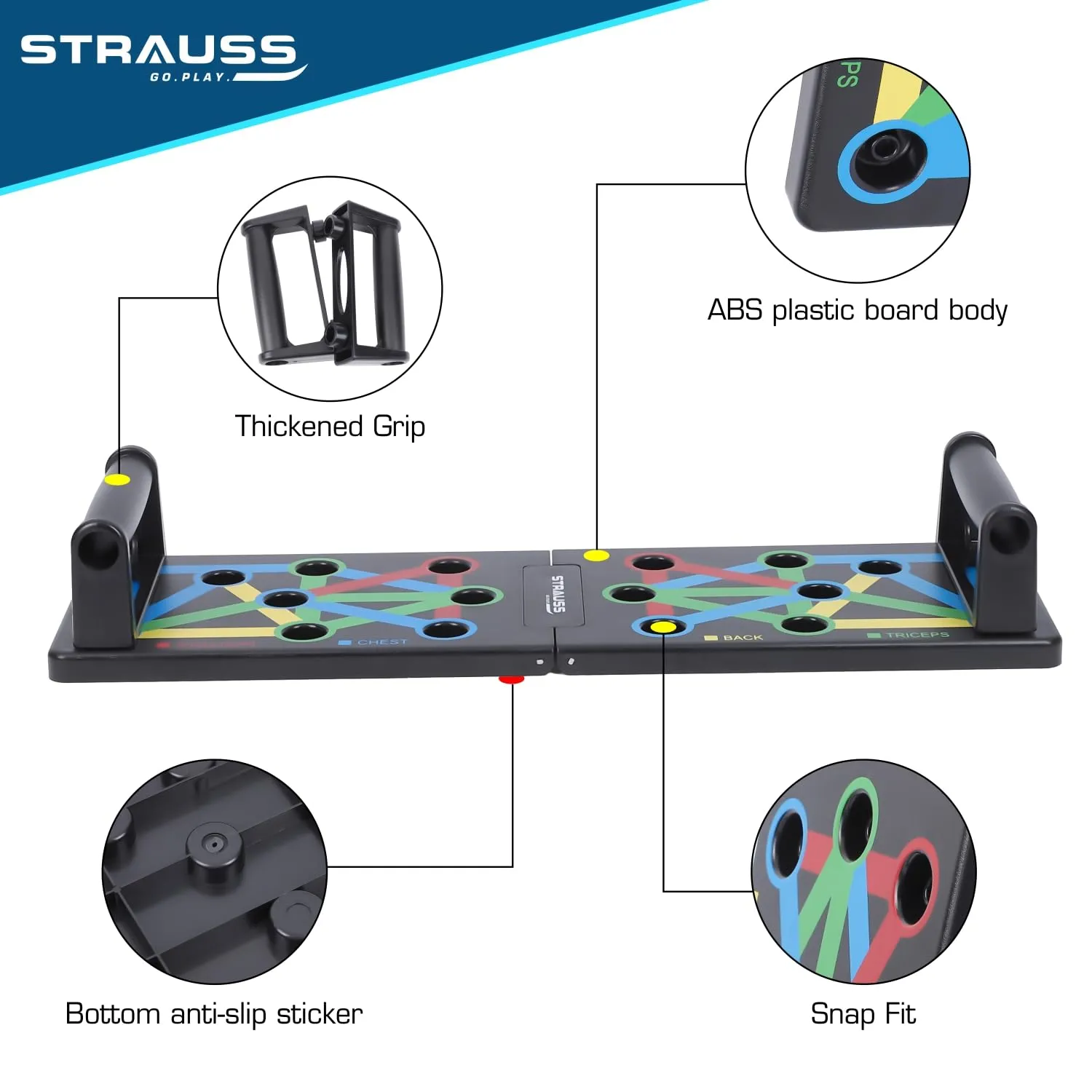 Strauss Multipurpose (13 in 1) function Push Up Board/Bars/Stand with Multiple Modes | Calisthenics,Gym and Excersing Equipment | Chest,Muscle,Triceps,Shoulders Workout | Both for Men and Women, Black