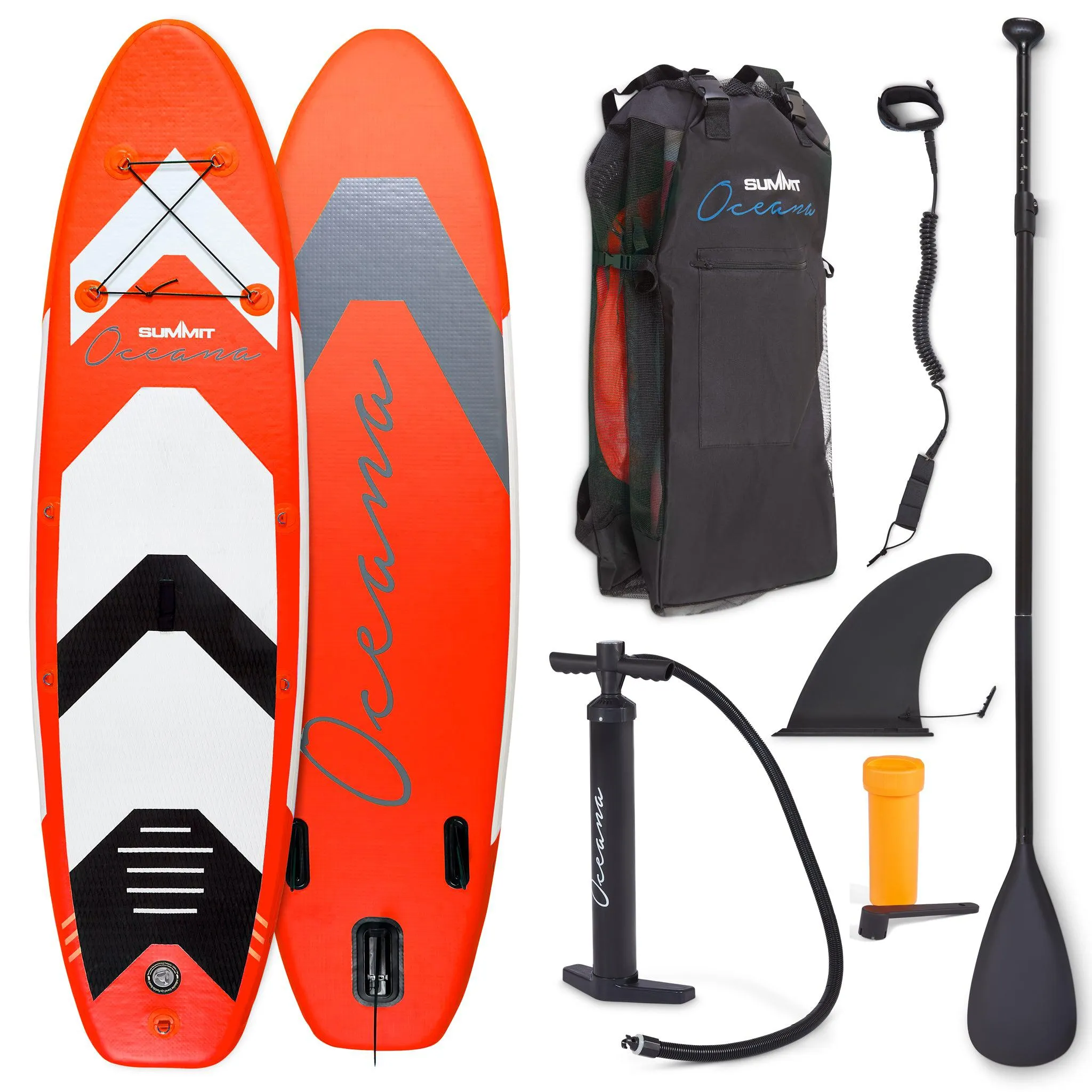 Summit Oceana 10ft Inflatable SUP Paddle Board & Kit - Red