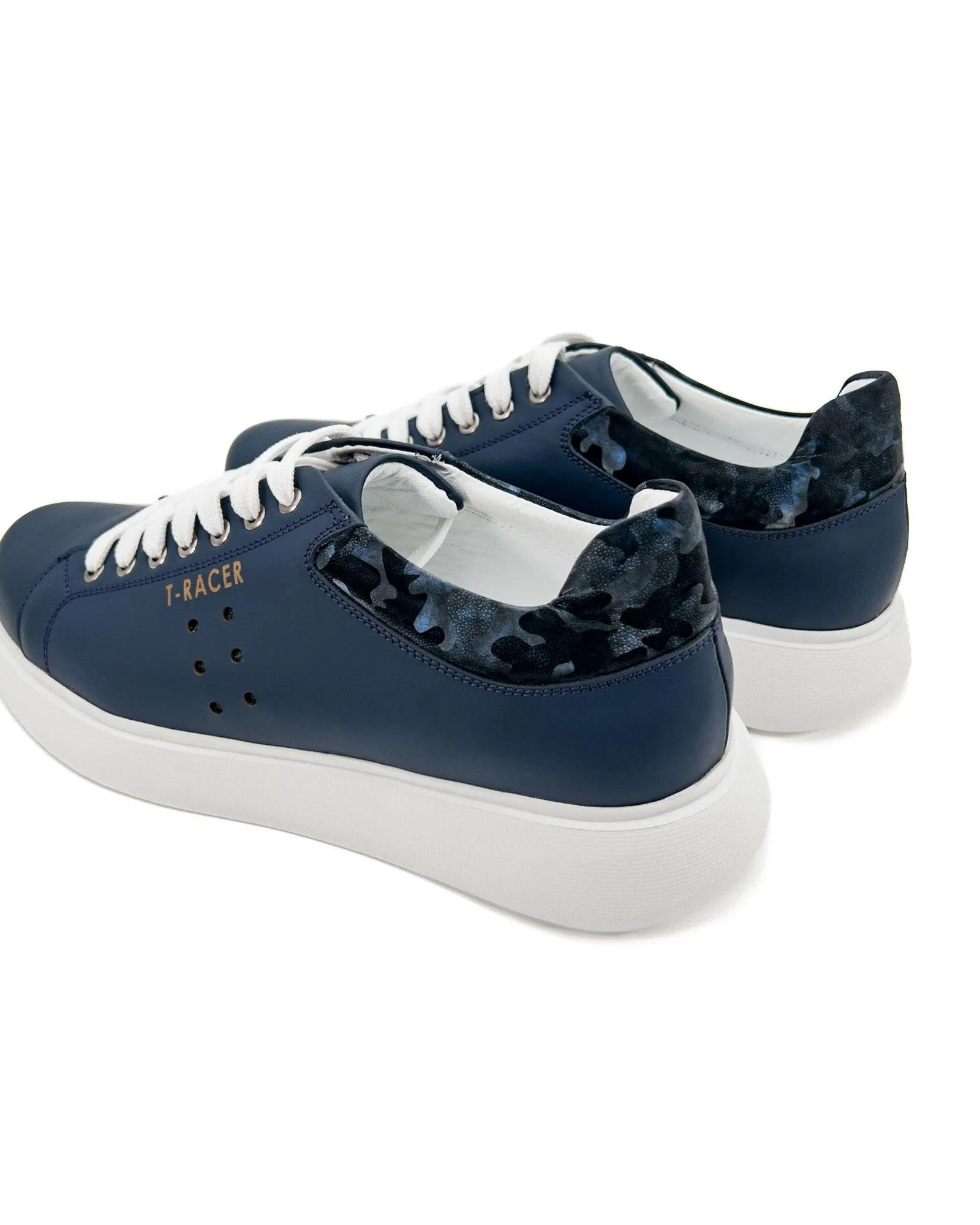 T-Racer Genuine Leather Navy Blue Men's Sneaker