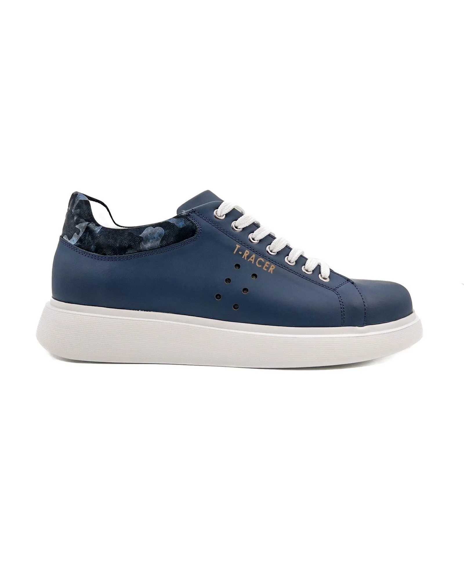 T-Racer Genuine Leather Navy Blue Men's Sneaker