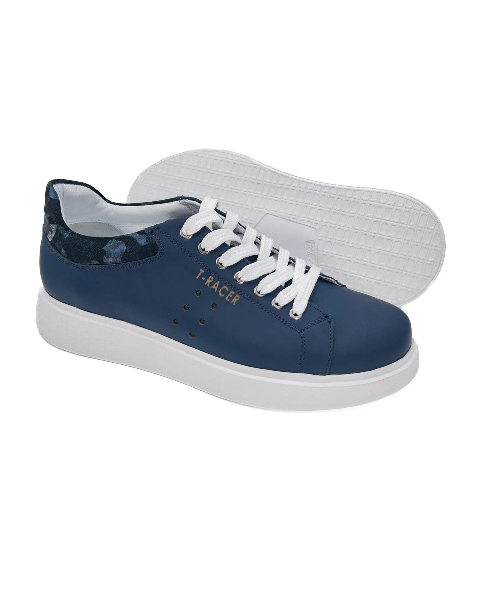 T-Racer Genuine Leather Navy Blue Men's Sneaker