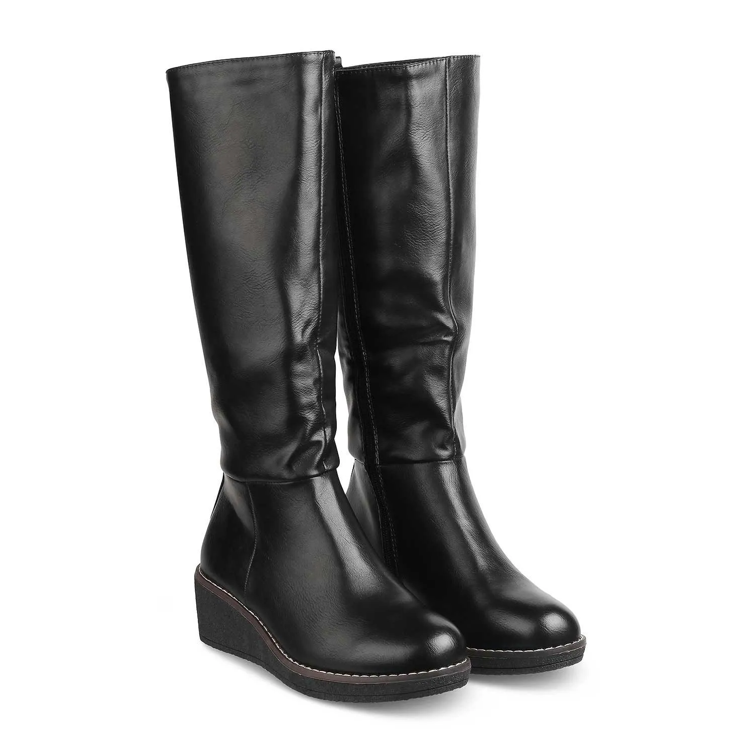 The Alavus Black Women's Knee-length Boots Tresmode