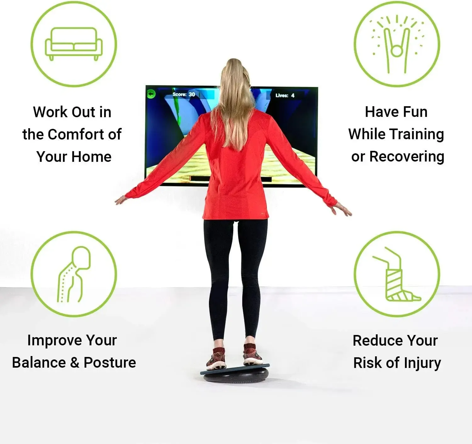 Trainer Balance Board, Whole Family Fitness Device With Free Connected Game & Exercises App. Professional 15" Wood