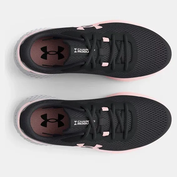 Under Armour UA Charged Rogue 3 Youths Grey Pink Lace Up Runner