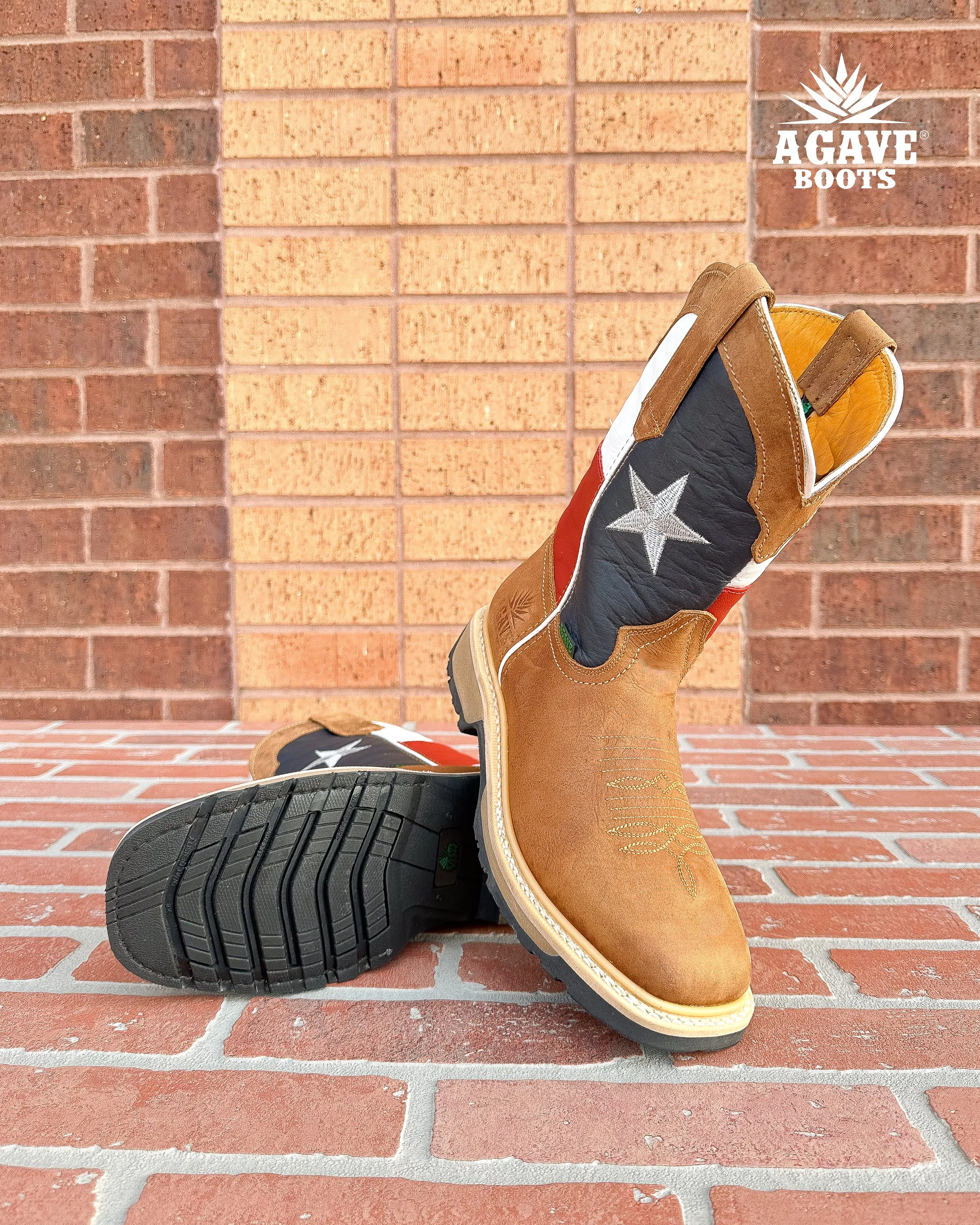 USA FLAG LIGHT BROWN (SOFT TOE) | MEN WORK BOOTS