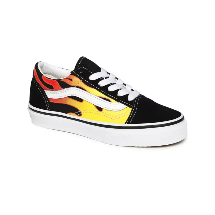 Vans scarpa sneakers da ragazzo Old Skool Flame VN0A5AOAXEY nero bianco fiamme