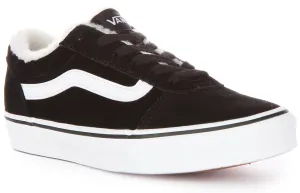 Vans Ward Fur In Black White For Women