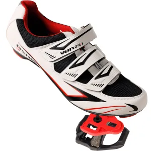 Venzo Bicycle Men’s Road Cycling Riding Shoes - With Bike Clipless Sealed Bearing LOOK Delta Compatible Pedals & 9 Degree Float Cleats - Size 49