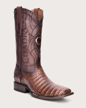 Western engraved honey exotic boot