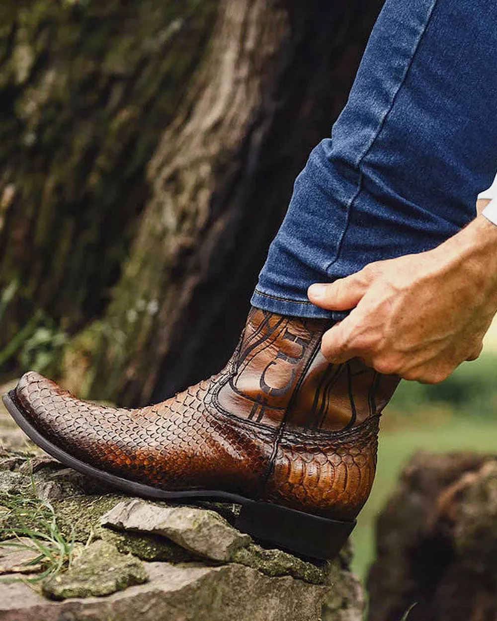 Western honey exotic boot