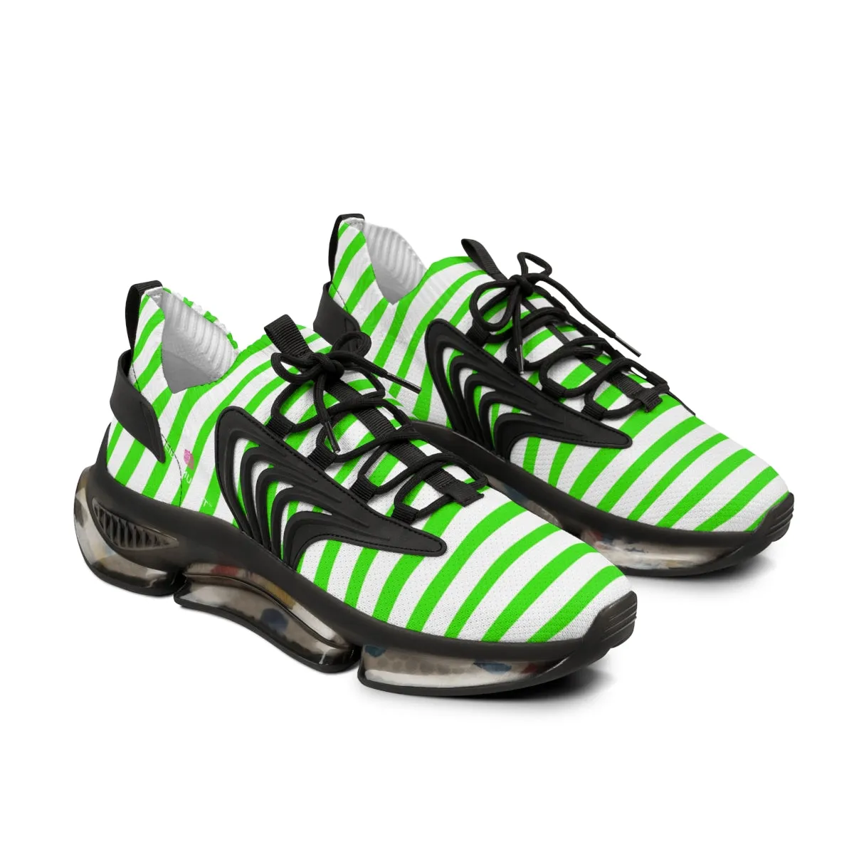 White Green Striped Men's Shoes, Best Comfy Men's Mesh Sports Sneakers Shoes (US Size: 5-12)