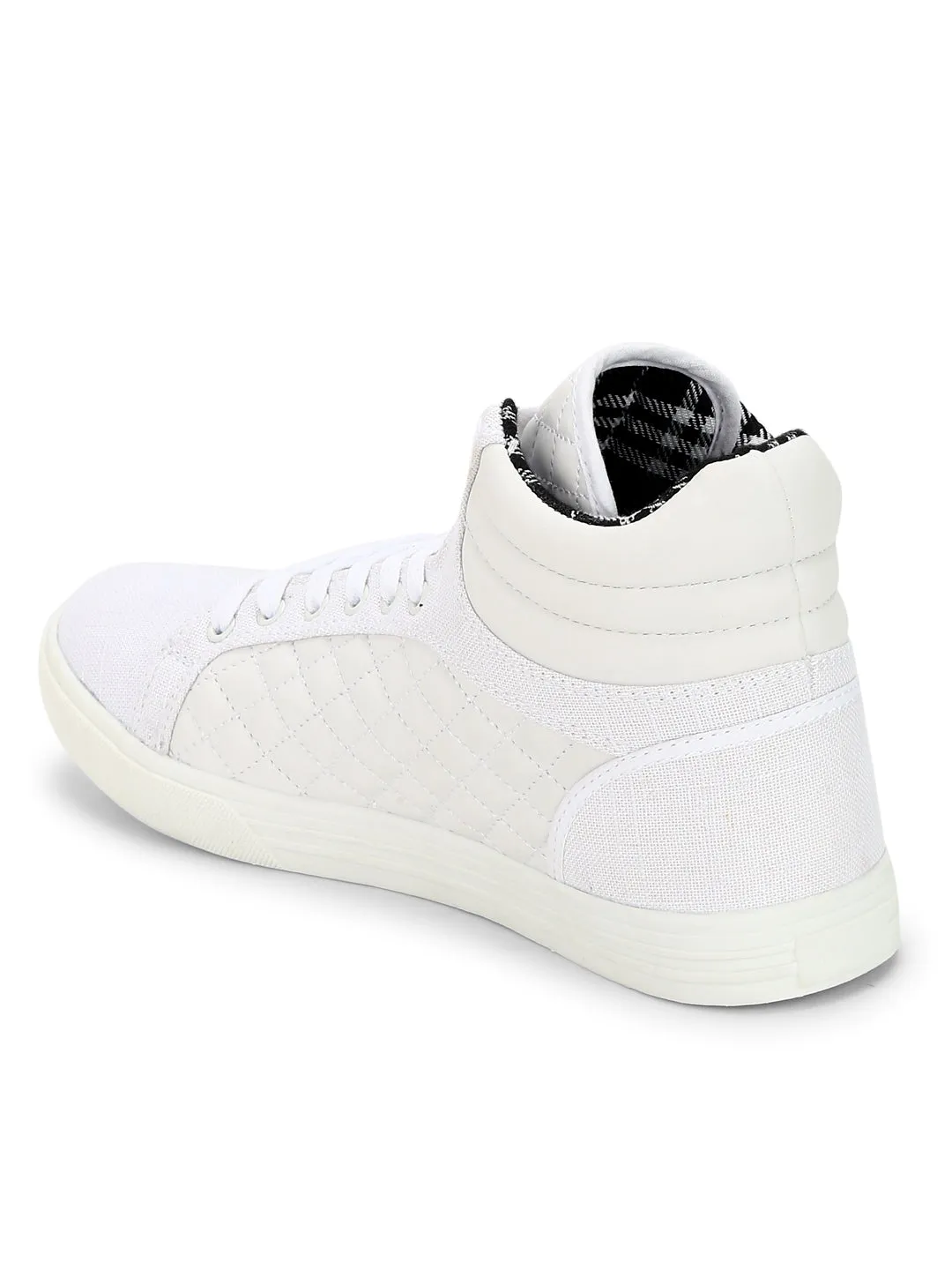 White PU High Top Lace-Up Men Sneakers